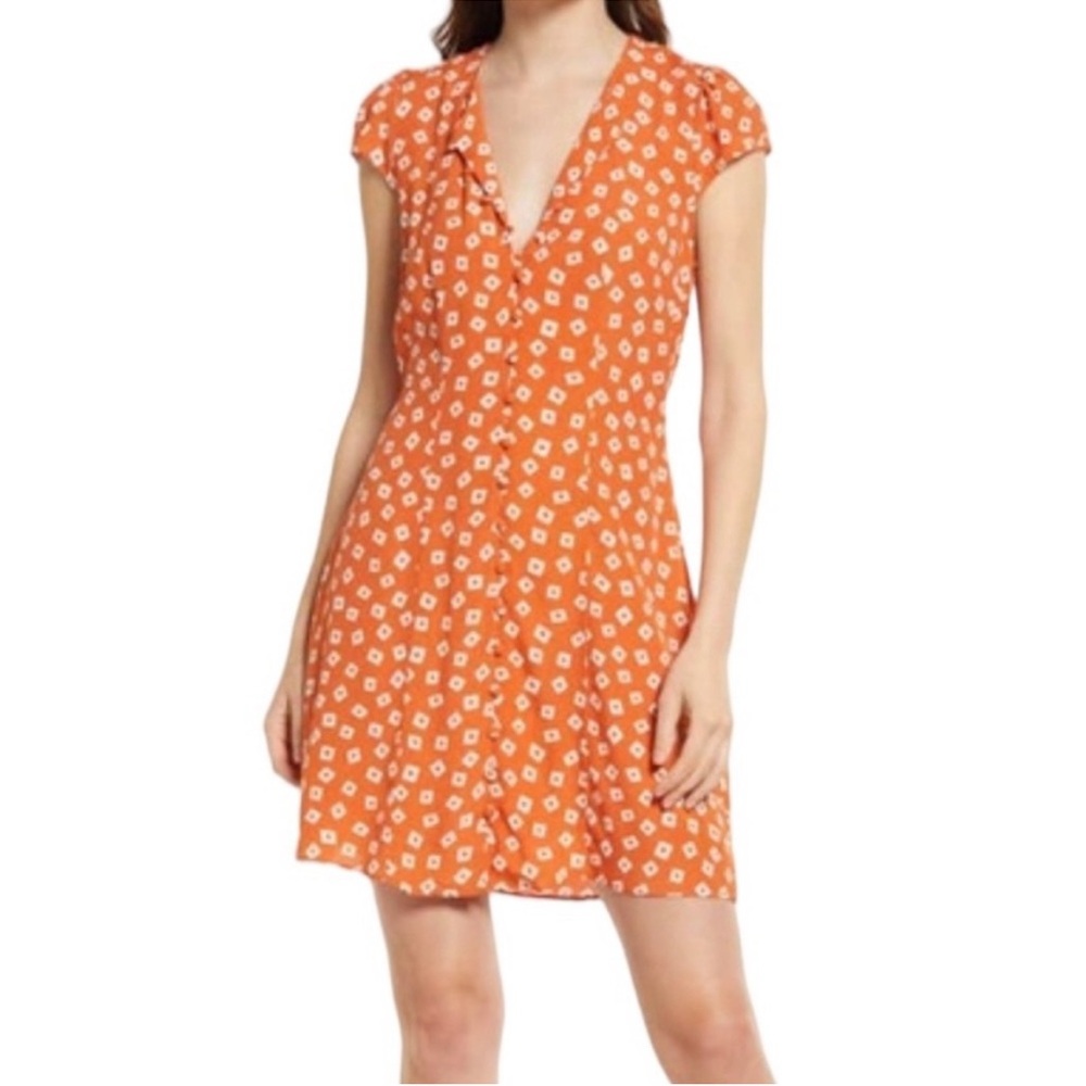 & Other Stories Orange Geo Print Dress